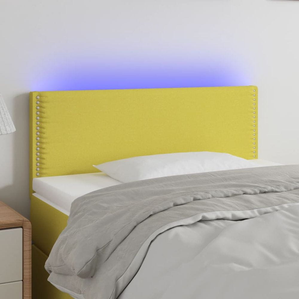 Vidaxl Čelo postele s LED zelené 90x5x78/88 cm látka